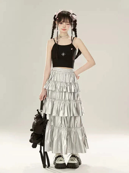 ケーキスカート メタリックシルバー