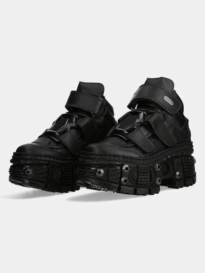 Shoes Sole Dark Tank Punk Leather Retro Style Platform