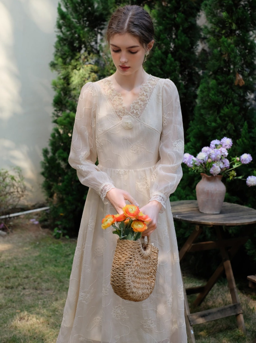 フラワードレスクイーンフレンチクラウドフェアリーシフォンミスト