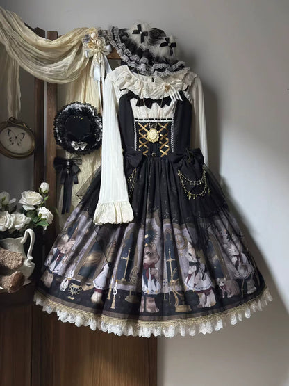 Cat Choir JSK dress displayed on a mannequin with separate matching accessories