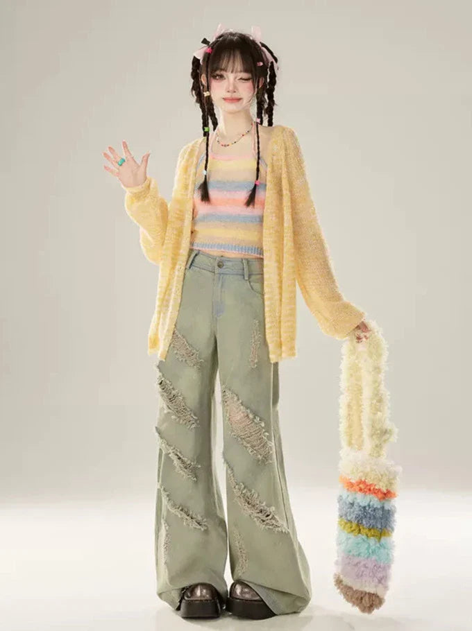 リップドストリートデニム ワイドルーズ