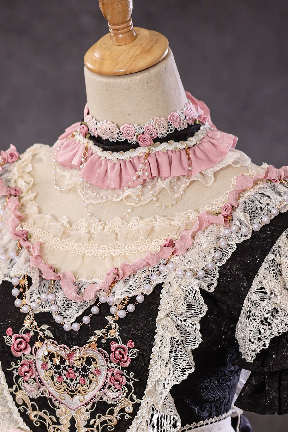 Antique Cake Nightfall Dance neck accessory with lace trim by BR Thorn Rose