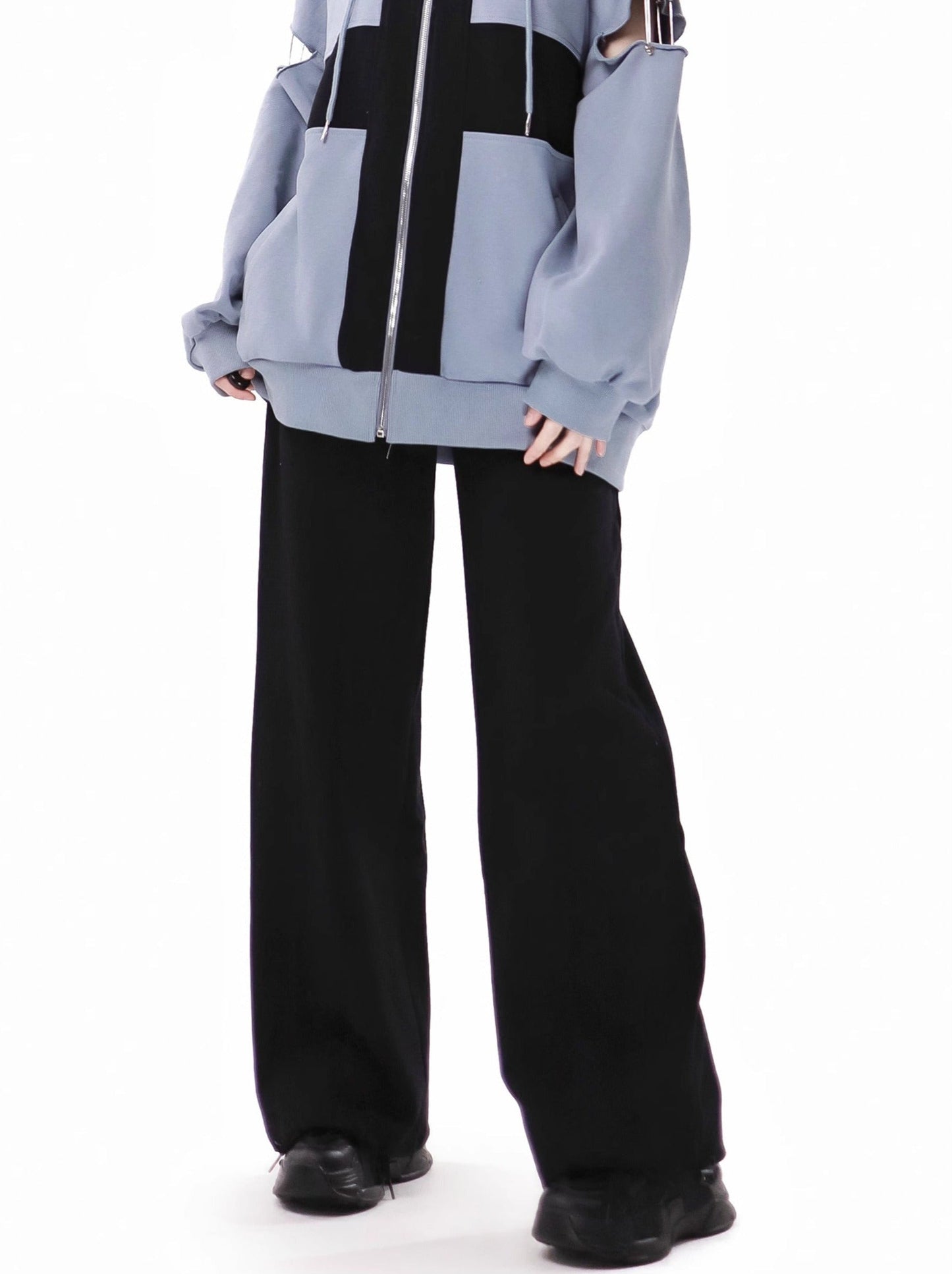 Zip Cami Cross Loose Pants Hoodie Top