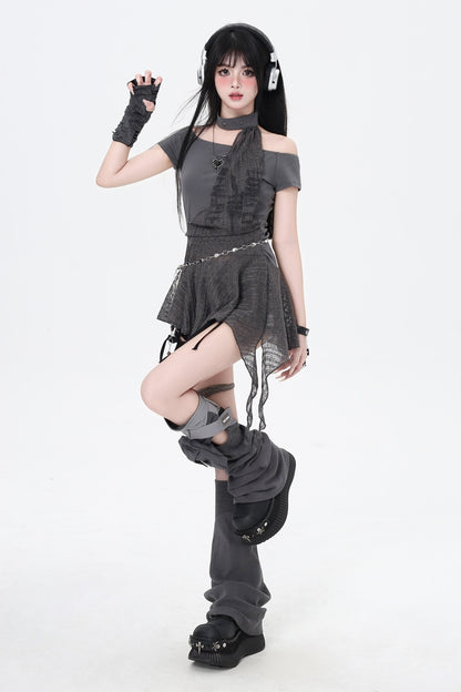 オフショルダー スリム ダーク スイート トップ