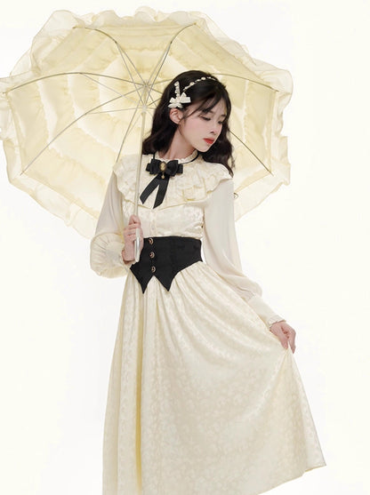 French Moon Style Long Palace Dress Cake Jacquard Candle Dress