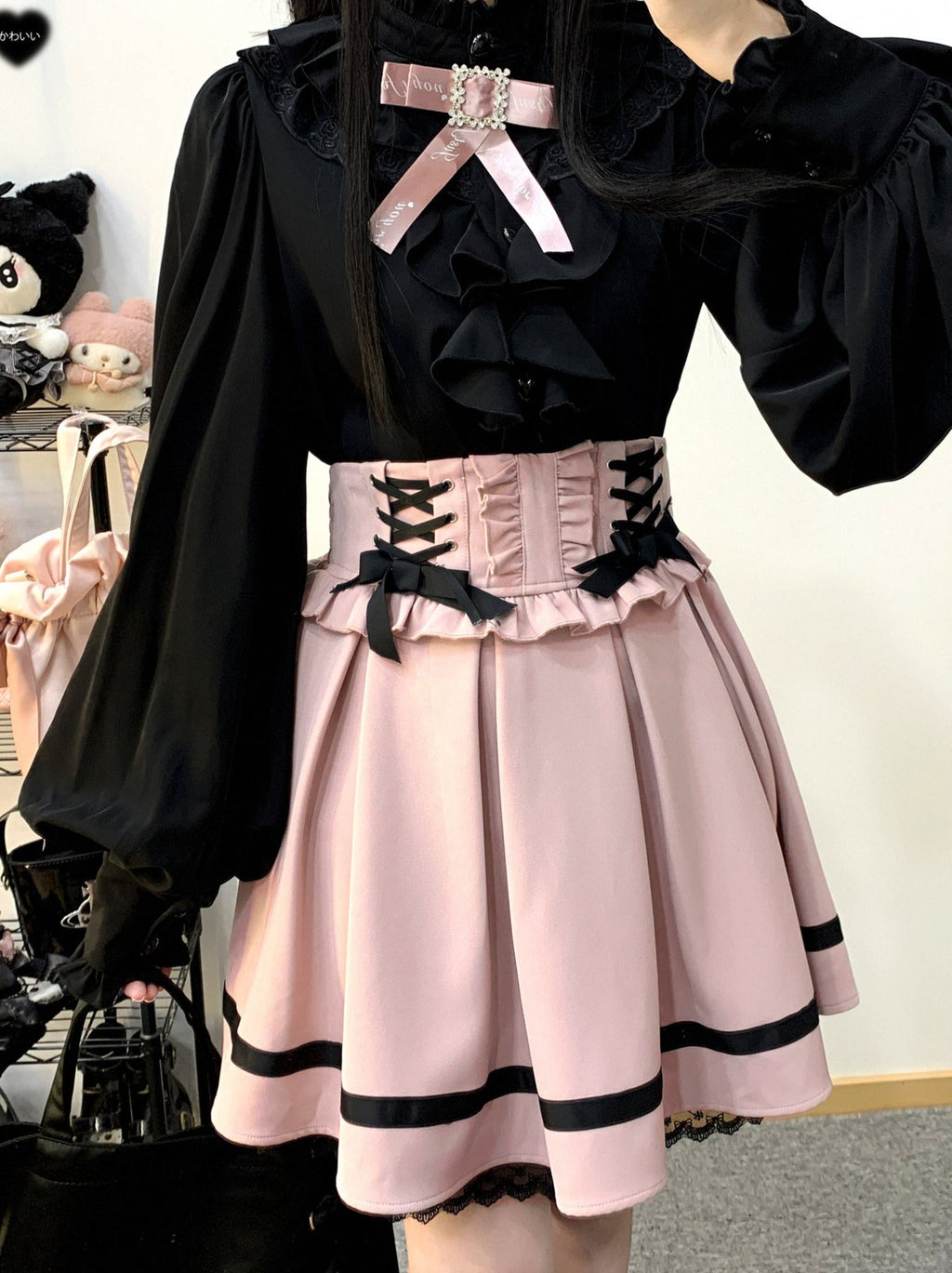 Race-up Waist Frill Chukart