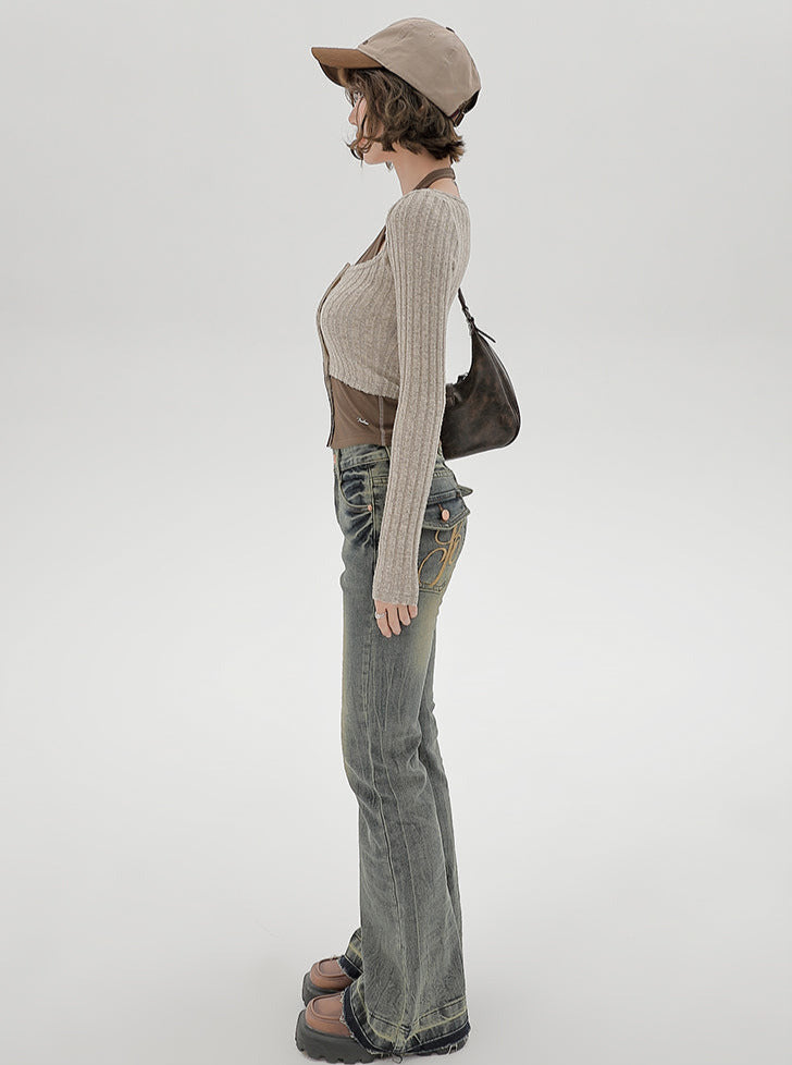 ネックレトロピースフェイクスリムトップツーアメリカンホルター