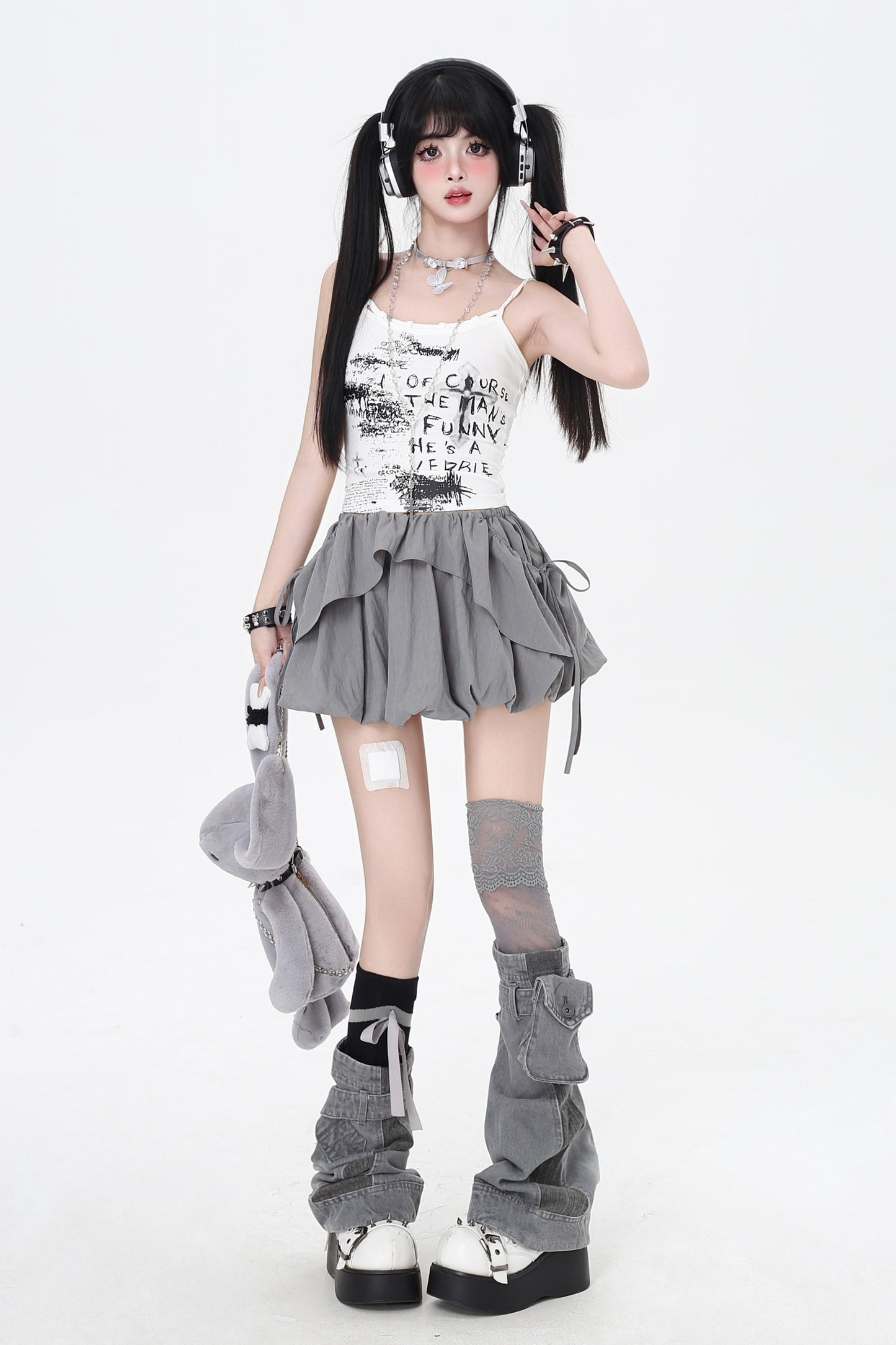 Drawstring One-Shoulder Skirt Top 3-Style