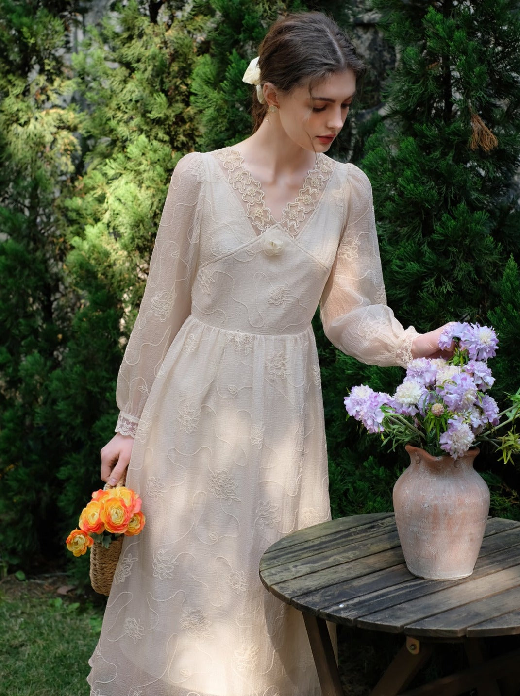 フラワードレスクイーンフレンチクラウドフェアリーシフォンミスト