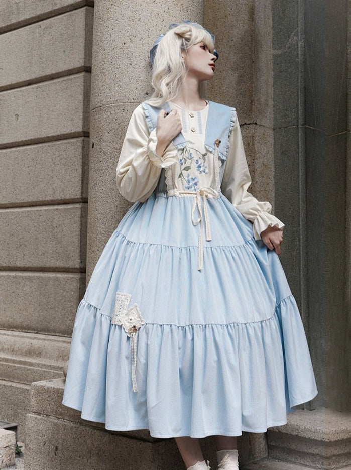 Zweiteiliges Lolita-Kula-Kleid mit Blumenstickerei