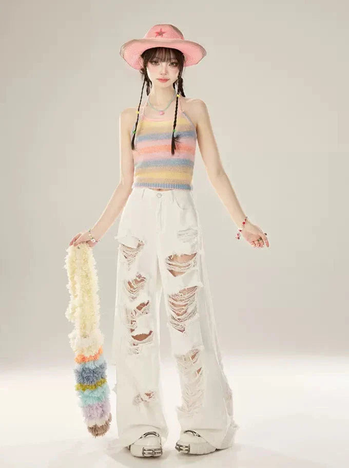 リップドデニム ワイド ホワイト