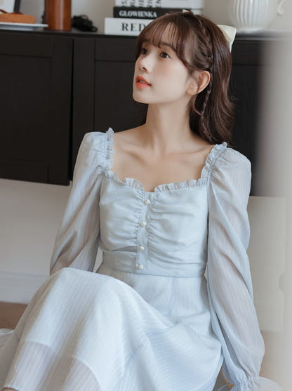 Fairy Style Dress Collar French Gentle Square