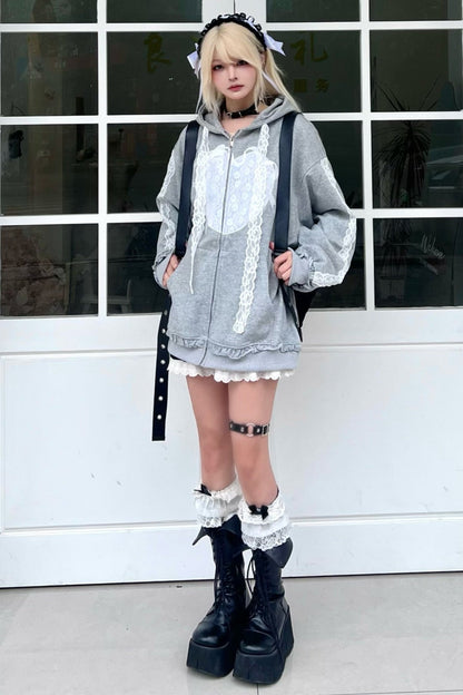 Zip-Through Chill Hoodie Hooded Lace