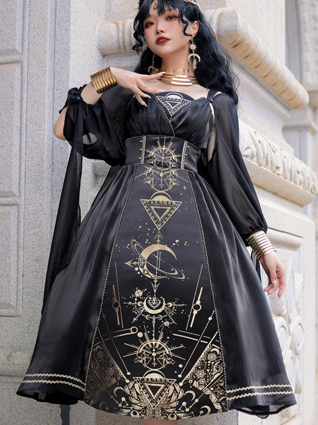 フルスリーブモデル シースルーショートヤーンドレス ショルダー + サス + ナイトメアホルス