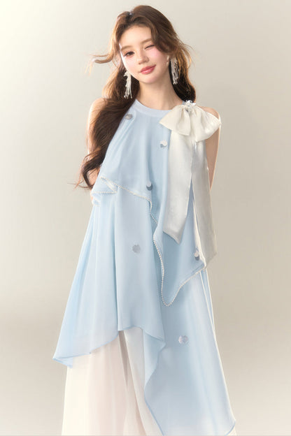 Neckholderkleid Blau Meerjungfrauenhals