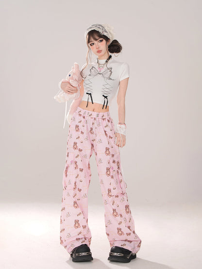 デザインTシャツ ショート スリム リボン