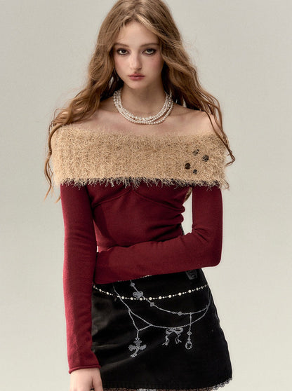 Schlankes One-Shoulder-Top aus Pelz