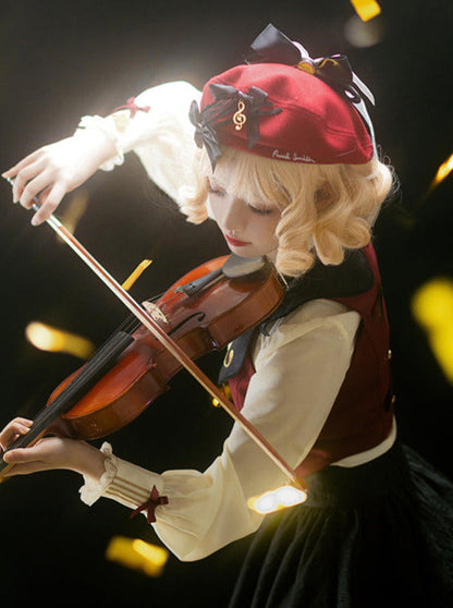 ジャカード刺繍のクラシックコンダクターシャツスカートセットアップ