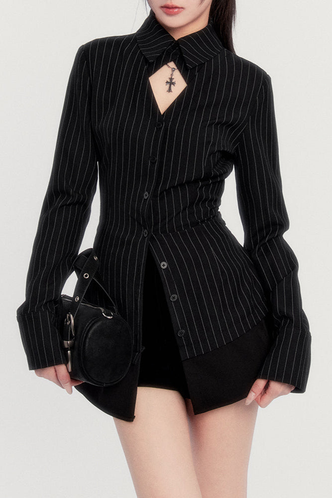 モードストライプシャツスリム