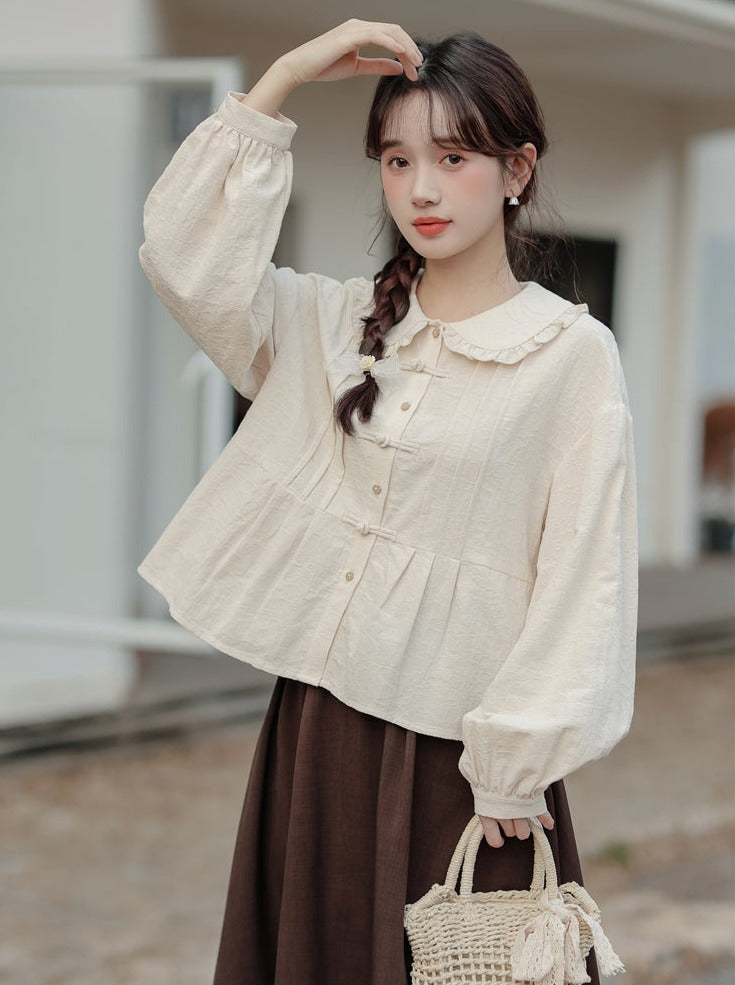 襟付きチャイナブラウスドールレース