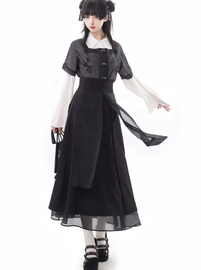 スリムな黒のチャイナスーツ、新しいホワイトデザインのウエスト