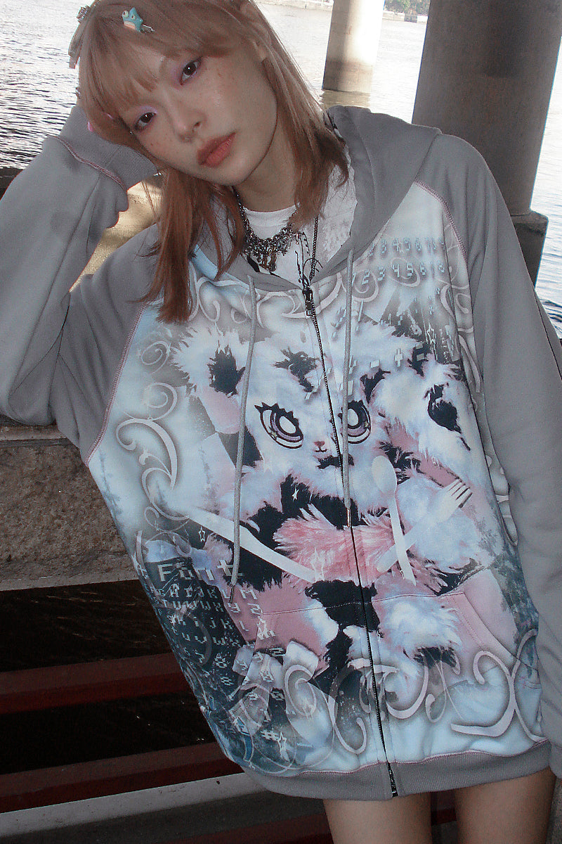 Sweatshirt Hase Hoodie Graffiti Übergroß