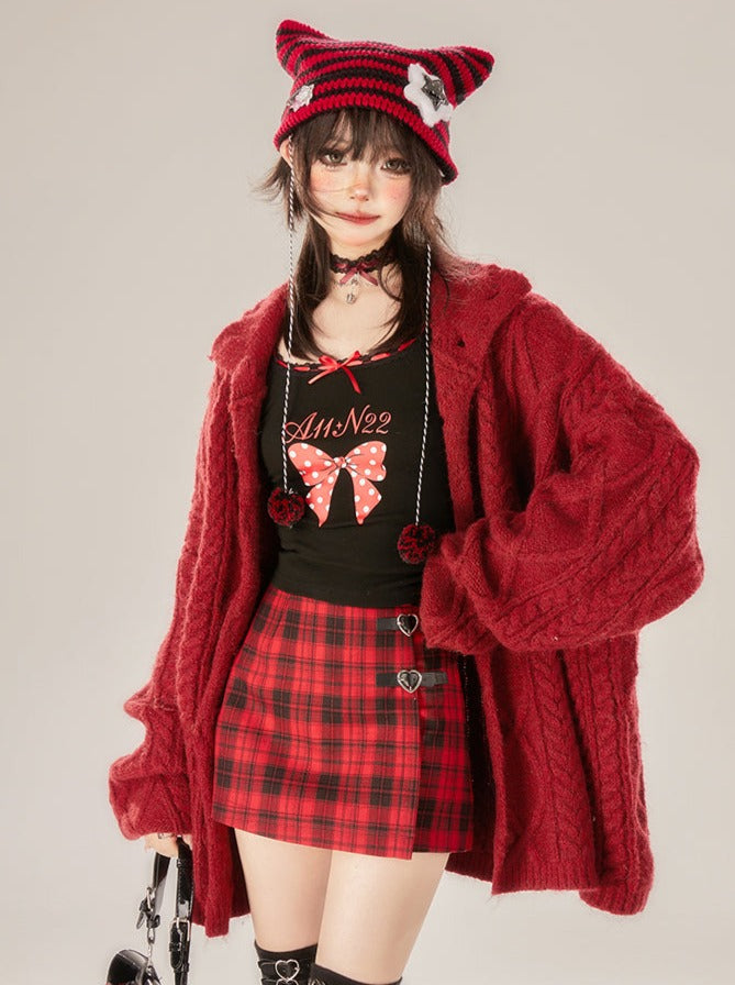 Neck Dot Ribbon Slim Top Big