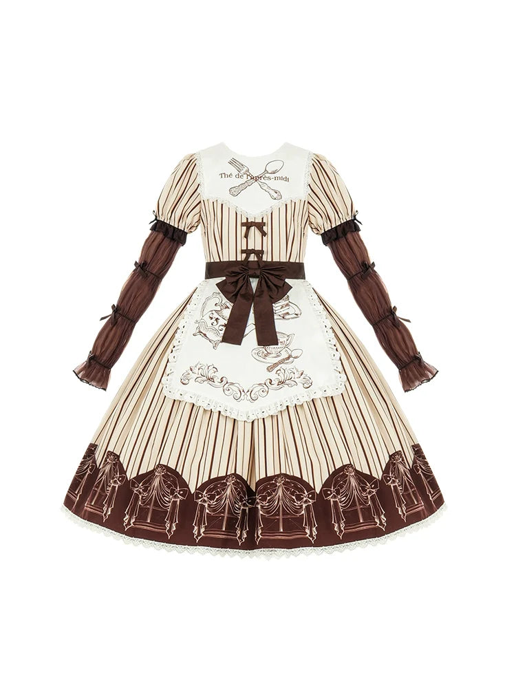 Bein braun Band Tee Nachmittag Schürze Wärmer Kleid