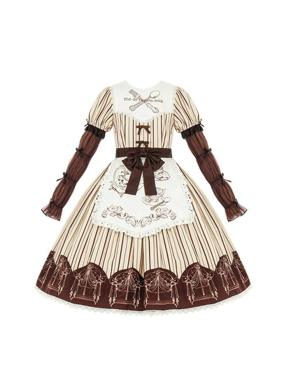 Bein braun Band Tee Nachmittag Schürze Wärmer Kleid