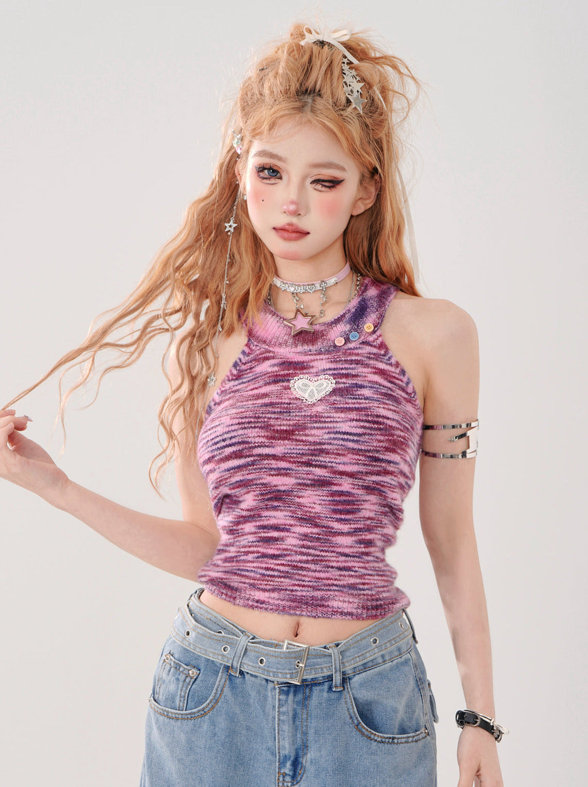 Kurzes, gestricktes Neckholder-Camisole