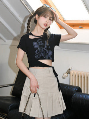 Midnight Strap Short Slim Black T-Shirt Bear