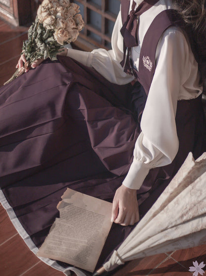 襟フリルリボン和風+レトロシャツコサージュスリーブニットカーディガンドレスベストスタンド