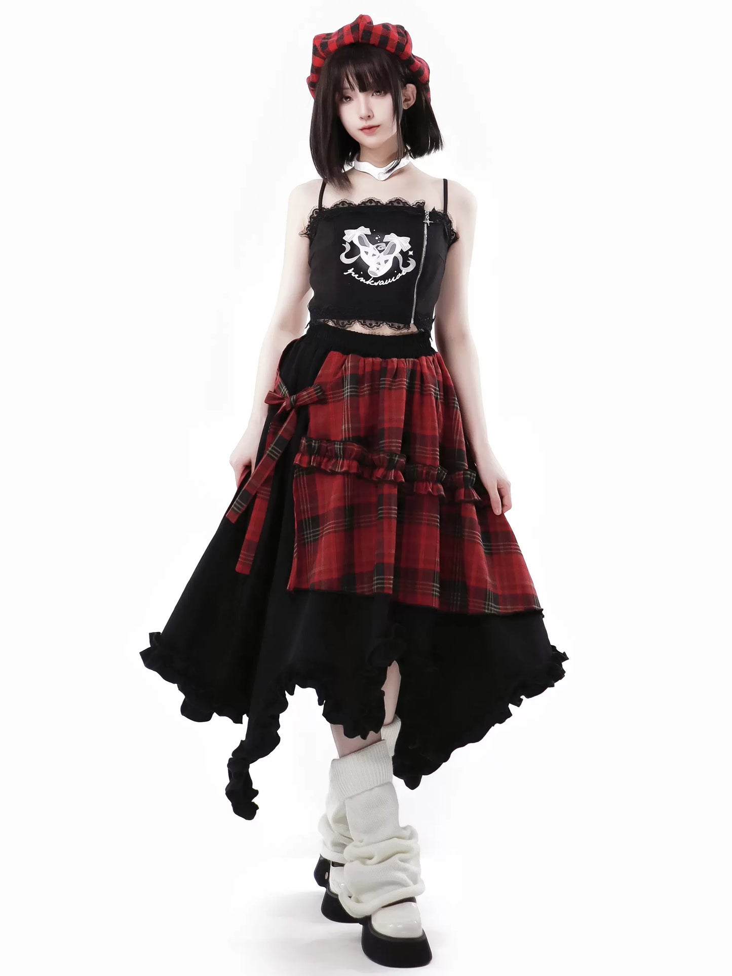 Lace Hoodie Black Stout Double Knit + Cherry Zip