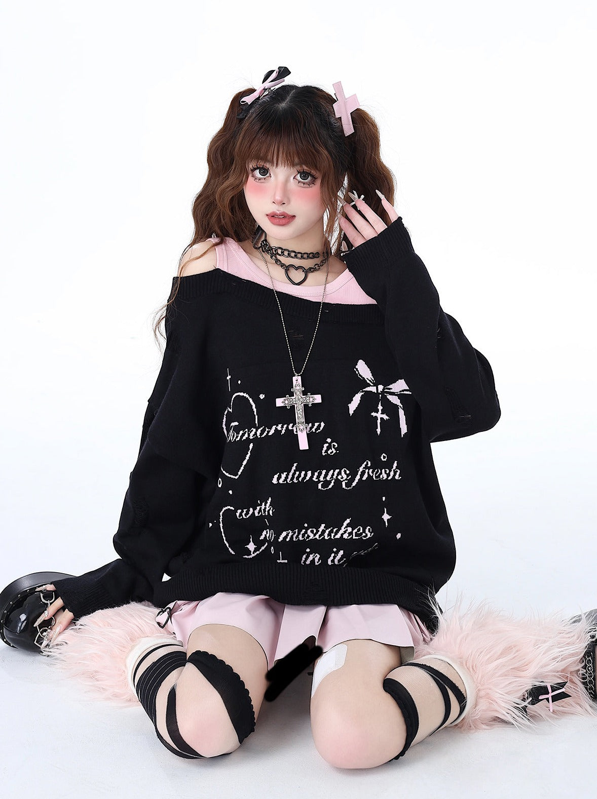 Off-Shoulder Zweiteiler Lazy Cool Faux Top Sweet Girly