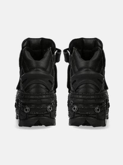 Shoes Sole Dark Tank Punk Leather Retro Style Platform