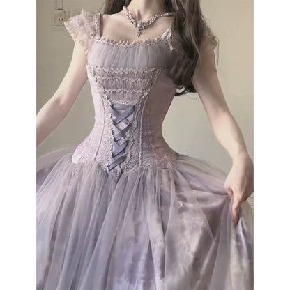 Lolita Purple Princess Gown – Waist-Cinching Formal Dress