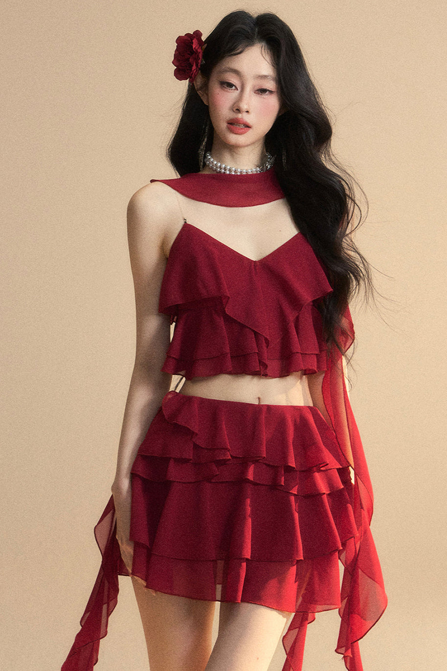 スカート+ショートキャミソール アニメ シフォン