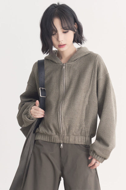 ジャケット グラビティ ソリッドモデル ミュージアム 多用途 ショート 春/秋 カラー レディース ウール - トップス フード付き