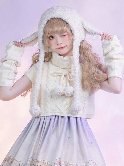 Cable Design High Neck Knit + Knit Leg Warmer + Fancy Lolly Ta Dress