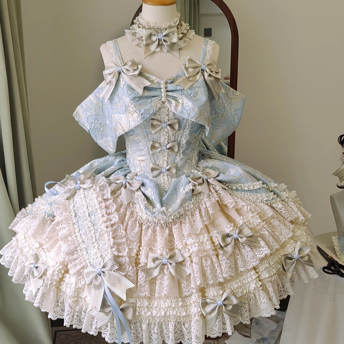 Rose Prelude Blue Lolita Dress [Pre-Order Deposit]