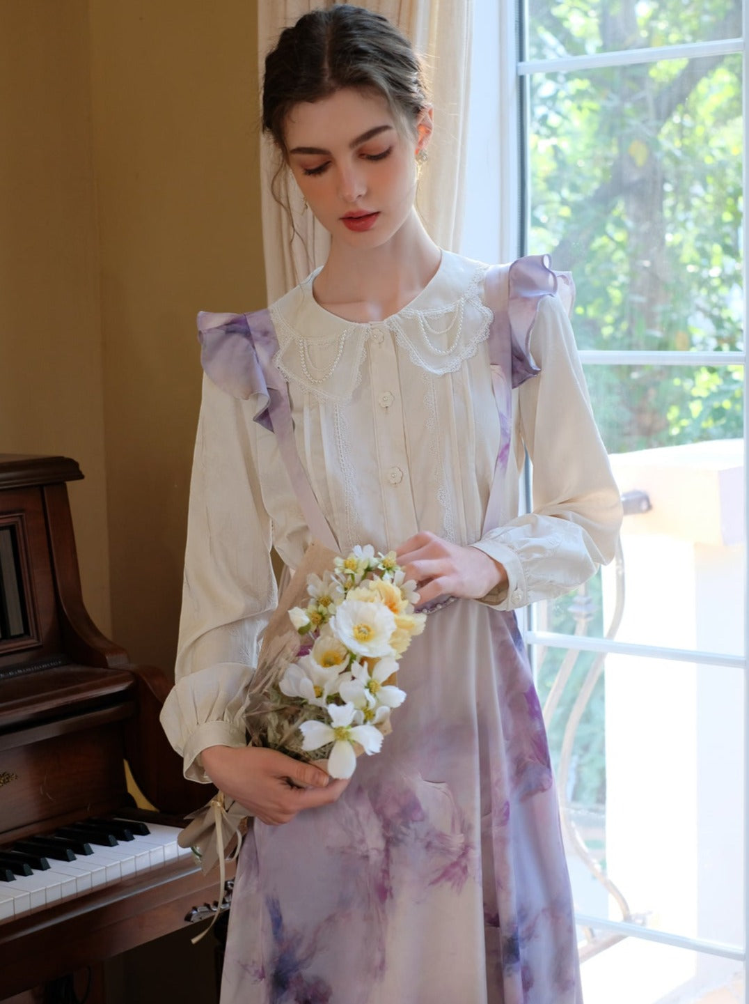 Weiße Bluse Retro Moonlight