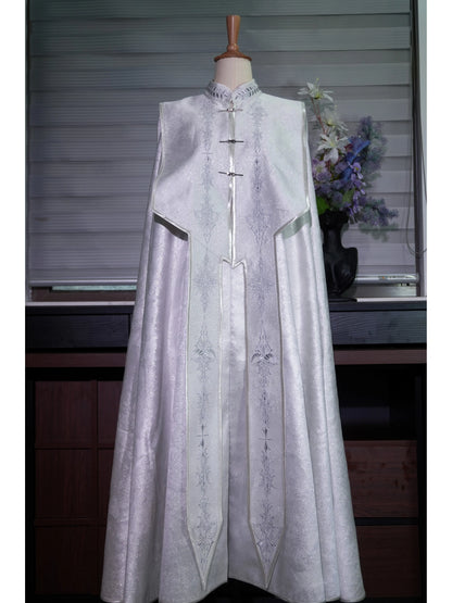 Uncrowned King Lolita Heavy Embroidery Cape – Jacquard Gold & Silver