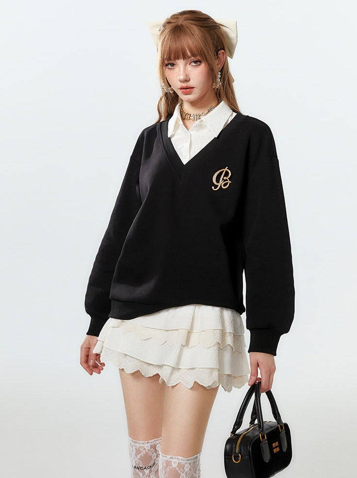 Mint Knit Loose Logo One-Point Cool