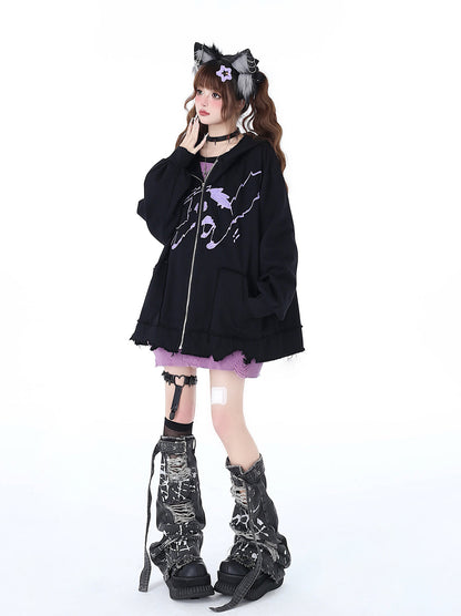 Over Cat Loose Mine Hoodie mit Kapuze