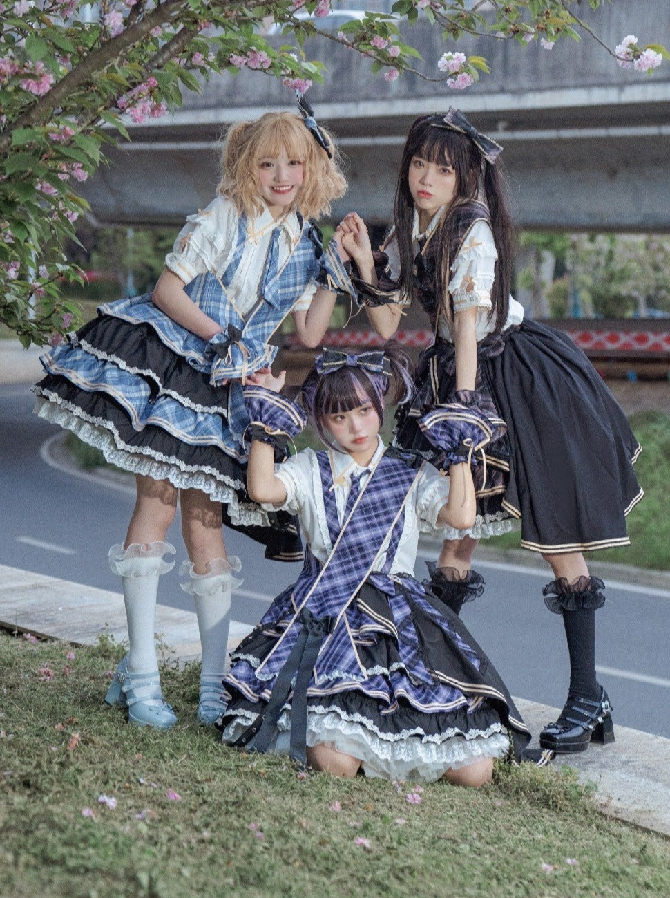 トップス スカート チェック アイドル フリル ティアード チェック ロリータ