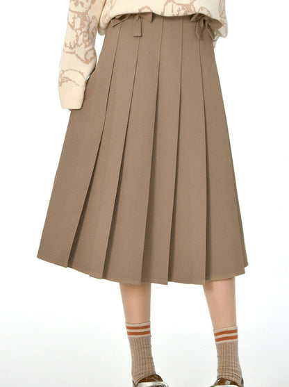 Ribbon Skirt Preppy Style Pleated Retro