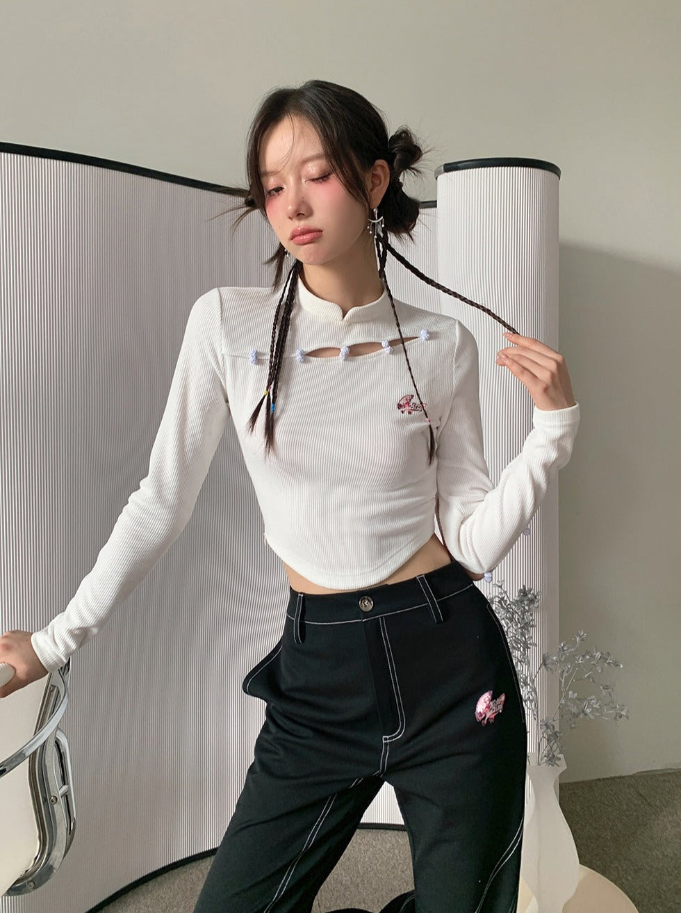 チャイナショートタイトトップ