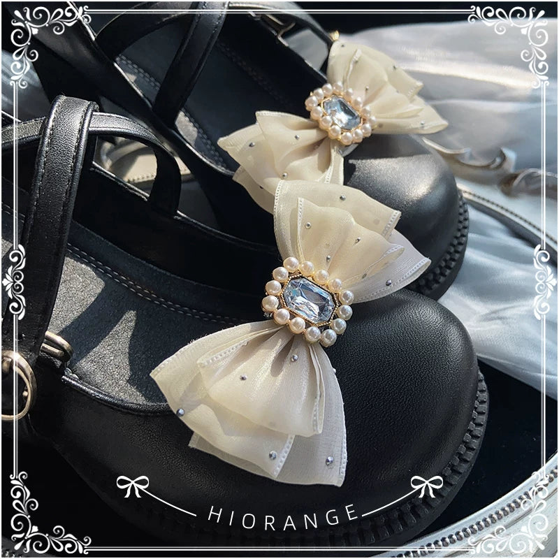Handmade Lolita Shoe Clips - Removable Bow Shoe Flower