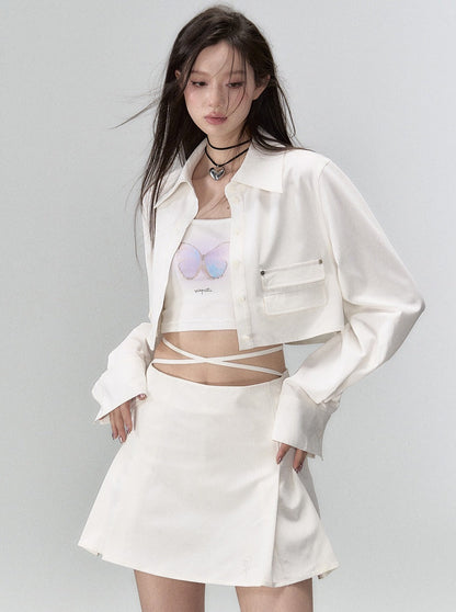 Fashionable Skirt Two-piece Jacket Coat + Short
