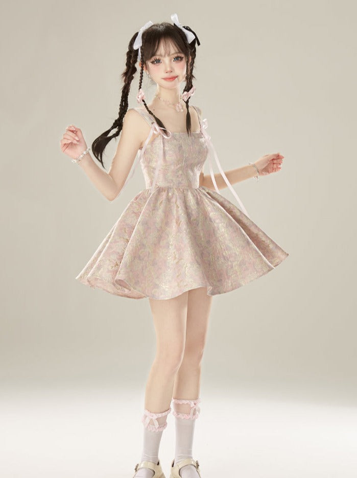 Suspender Dress Heavy Satin Jacquard